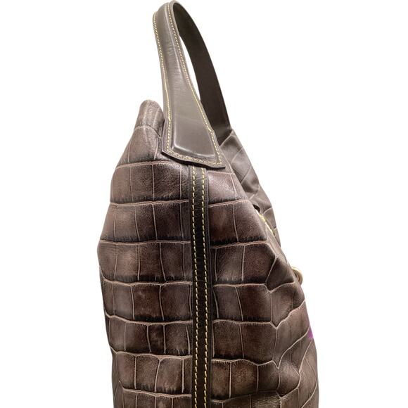 Dooney &Bourke Purse Women’s One Size Embossed Leather Alligator Pattern Brown - Picture 4 of 8